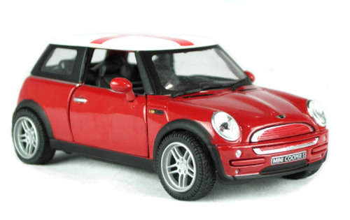 BMW Mini Cooper S in red with St. George`s Cross. (England)