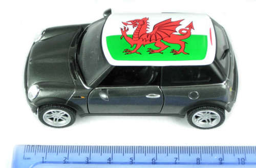 BMW Mini Cooper S in metallic grey with Welsh Dragon (Wales)