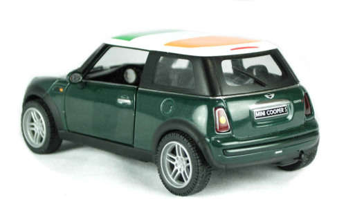 BMW Mini Cooper S in metallic green with Irish Tricolour.