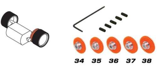 Spur Gears for cars fitted with a side-winder motor configuration.