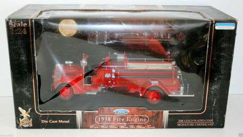 Ford Fire Truck 1938 Red with accessories and 24K coin