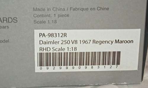 1967 Daimler 250 V8 RHD, Regency Maroon