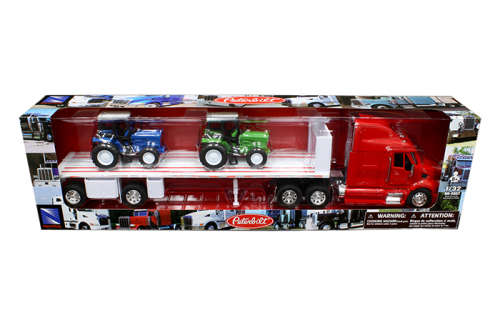 Peterbilt 387 with Flatbed Hauling 2 Farm Tractors