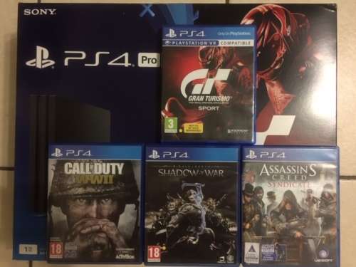 PS4 PRO 1TB GT SPORT BUNDLE + 3 EXTRA DISC GAMES