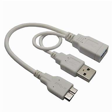USB 2.0 Female to Micro USB 3.0 Male + USB 2.0 Male Power Connector OTG Cable (Black)..!