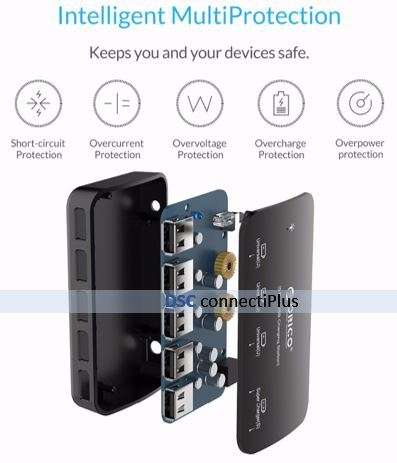 ORICO 5-Ports USB 36W Smart Car Fast Charger w/ 2x Rapid Charging Ports (Black)..!