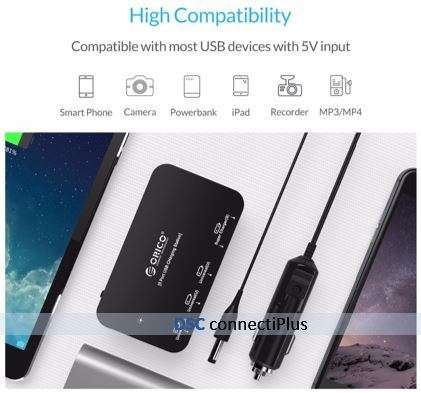 ORICO 5-Ports USB 36W Smart Car Fast Charger w/ 2x Rapid Charging Ports (Black)..!