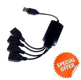 Mini Portable Splitter 4-Port USB 2.0 Smart Hub..!