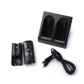 Dual USB Charging Stand/Station/Dock + Battery Pack for Wii Remote (Black)..!