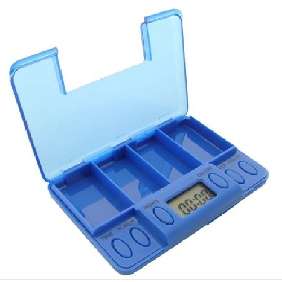 Digital Medicine Timing Reminder Box with 4-Pill Compartments and 8 Daily Alarms, LCD Display..!