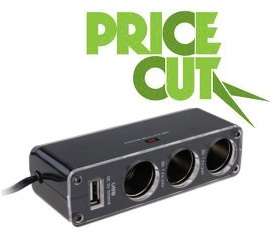 Translucent 1-to-3 Cigarrete Socket Power Splitter with USB Port..!