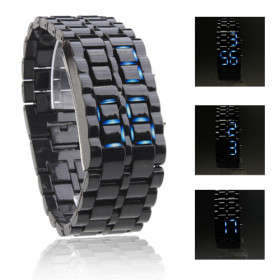 Unisex Sports Blue LED Faceless Luxury Wrist Watch (Black)..!