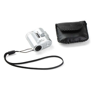 60X Jewelry & All Purpose Mini Pocket Microscope/Magnifier Loupe with UV & 3 LED Lights (Silver)..!