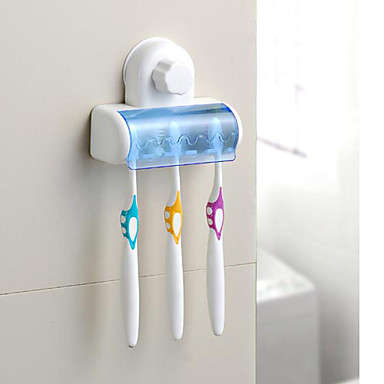 Wall-mounted Toothbrush Holder with Wall Mounting Sucker (White/Blue)..!