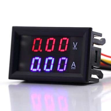 Panel Mount Wide DC Input 4.5-30V Supply, 0-100V 0-10A LED Digital Dual Voltmeter-Ammeter (Black)..!