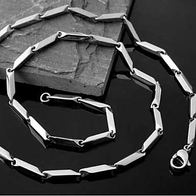 Men's Fashion Personality Long Solid Section Titanium Steel Necklace (Silver)..!