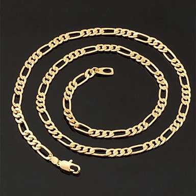 18K Gold Filled 4mm Figaro Chain for Men (Gold)..!