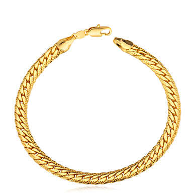 High Quality Men's 18K Gold Plated Figaro Chunky Bracelets 5mm 21cm (Gold)..!