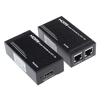 1080P HDMI v1.4 Super Extender Transmitter Receiver Kit by Cat5e/6 (Black)..!
