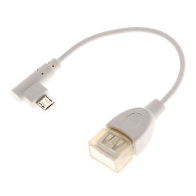Right-Angled Micro USB 2.0 Male to USB 2.0 Male OTG Cable (12cm, White)..!