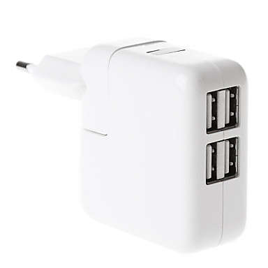 AC Power Adapter Charger w/ 4-Port USB for iPhone/iPad Series, Smartphones, Tablets (White).!