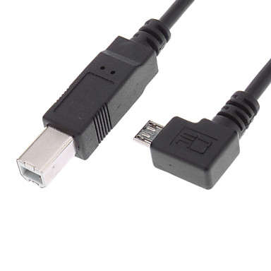 Right-Angled Micro USB 2.0 Male to USB 2.0 B Type Male OTG Cable (30cm, Black)..!