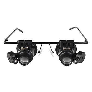 Glasses Type 20X Magnifier Loupe with Angle-adjustable White LED Light for General or Clock Repair!
