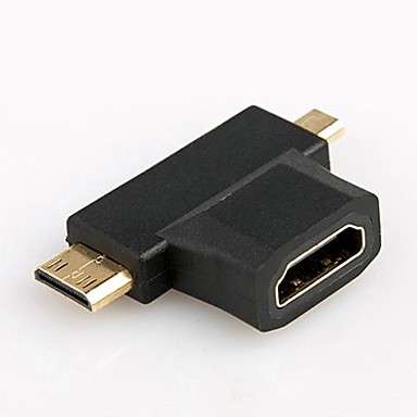 Gold-Plated Mini & Micro HDMI Male to HDMI Type A Female Coupler Adapter Converter Connector (Black)