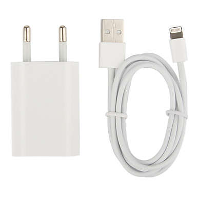 Round Plug AC Wall Charger with 100cm 8-Pin Cable for iPhone 5,iPod (AC110-240V, 1A, White)..!