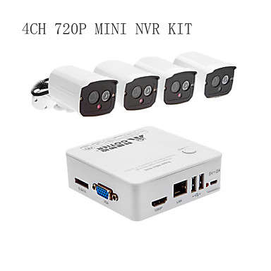 4 Channel 720P Mini NVR Surveillance System Kit w/ 4x Outdoor Wireless IP Cameras..!