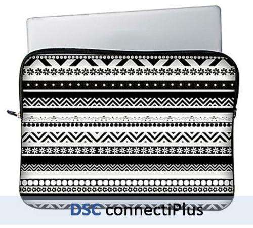 |SALE| Huado 15" Bohemian Vintage Stripe Pattern Laptop Sleeve Case (Black/White)..!