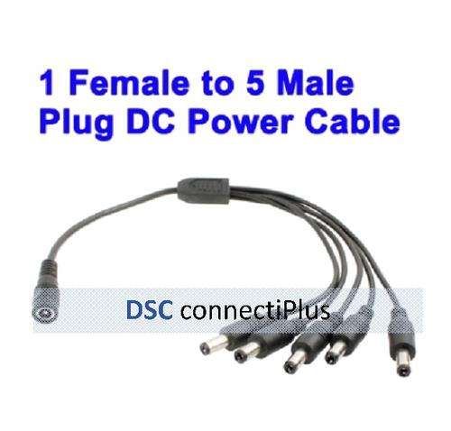 1 Female to 5 Male Plug 5.5 x 2.1mm DC Power Splitter Cable (Black)..!