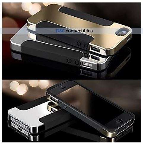 JOYLAND ` I ` Shaped Frosted Metal Surface Silicone Back Case for iPhone 5/5S (Black/Gold)..!