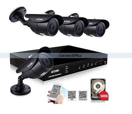 ZOSI 800TVL 40m Night Vision 8CH HDMI H.264 Security System DVR Kit w/ 4x Cameras & FREE 500GB HDD!
