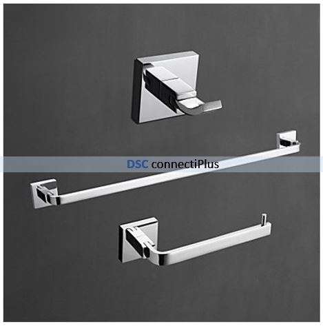 Robe Hook, Towel Ring and Towel Bar, 3-Piece Bath Collection Set (Chrome Finished Brass Metal)..!