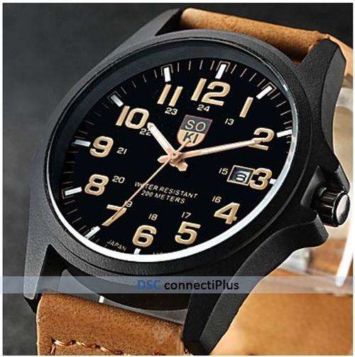 | FOR SALE | Fashionable Leisure Leather Band Men's Quartz Analog Wrist Watch with Calendar (Green)