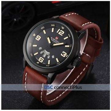 NAVIFORCE Luxury Men's Quartz Watch Analog Sport Military Wristwatch Week Date (Beige)