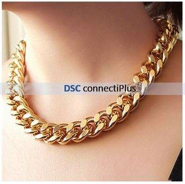 Chunky Aluminum Curb Chain Choker Necklace (Black)..!