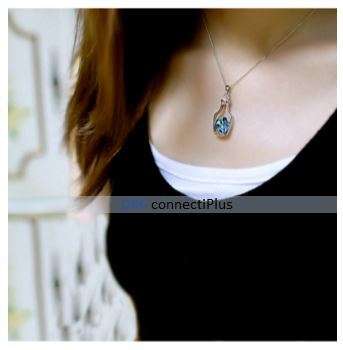 Women`s Fashion Necklace Ladies Popular Style Love Drift Bottle Pendant Necklace Blue Heart Crystal!