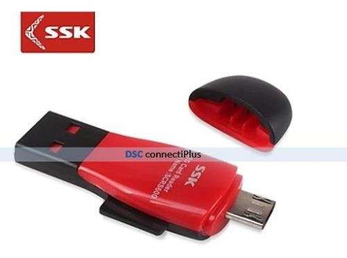 SSK SCRS600 Micro USB 2.0 MicroSDHC OTG Card Reader for All USB Devices with OTG Function (Red)..!