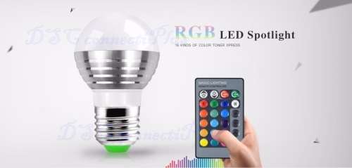 Cute AC 85V~265V 16-Colour Changeable RGB LED Light Bulb 5W with IR Remote Controller..!