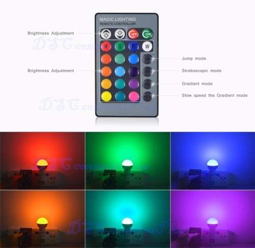 Cute AC 85V~265V 16-Colour Changeable RGB LED Light Bulb 5W with IR Remote Controller..!