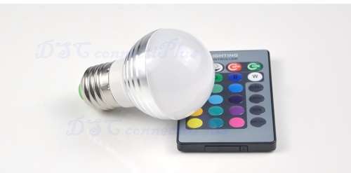 Cute AC 85V~265V 16-Colour Changeable RGB LED Light Bulb 5W with IR Remote Controller..!