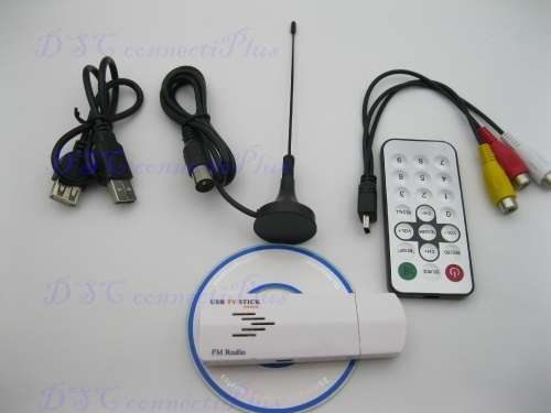 USB 2.0 Analog TV Tuner Receiver Stick Worldwide TV FM Radio w/ Remote Control for PC Laptop (White)