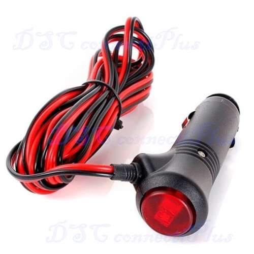 12V/24V 5A Fused Male Car Cigarette Lighter Socket Plug Connector On/Off Switch w/ 1.5m Cable