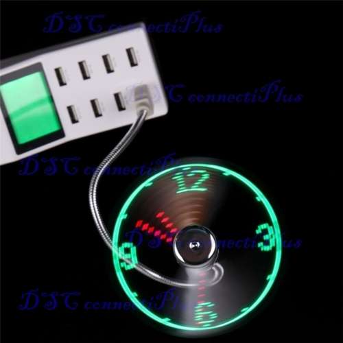 New Durable Adjustable USB Gadget Mini Flexible LED Light Fan Desktop Clock Time Display (Silver)..!