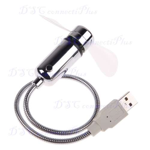 New Durable Adjustable USB Gadget Mini Flexible LED Light Fan Desktop Clock Time Display (Silver)..!
