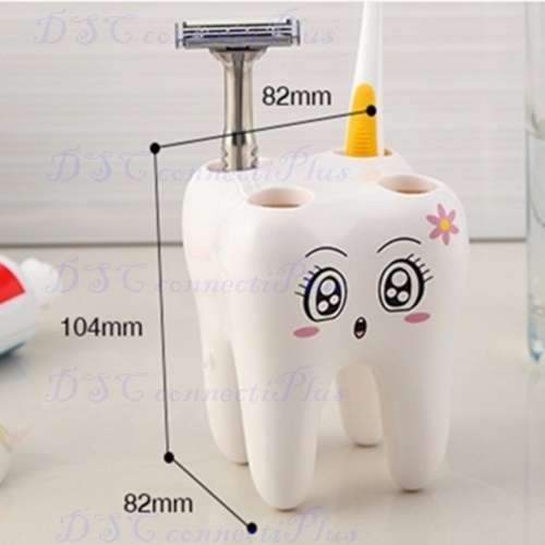 Creative Decorative Tooth-Style 4 Hole Stand Toothbrush Holder Tooth Brush Shelf Bathroom Organizer!