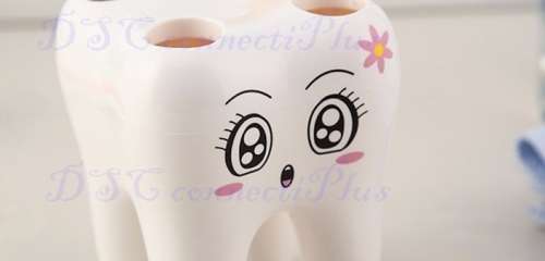 Creative Decorative Tooth-Style 4 Hole Stand Toothbrush Holder Tooth Brush Shelf Bathroom Organizer!