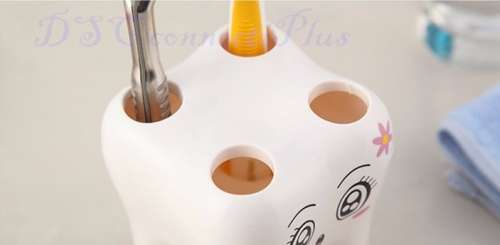 Creative Decorative Tooth-Style 4 Hole Stand Toothbrush Holder Tooth Brush Shelf Bathroom Organizer!